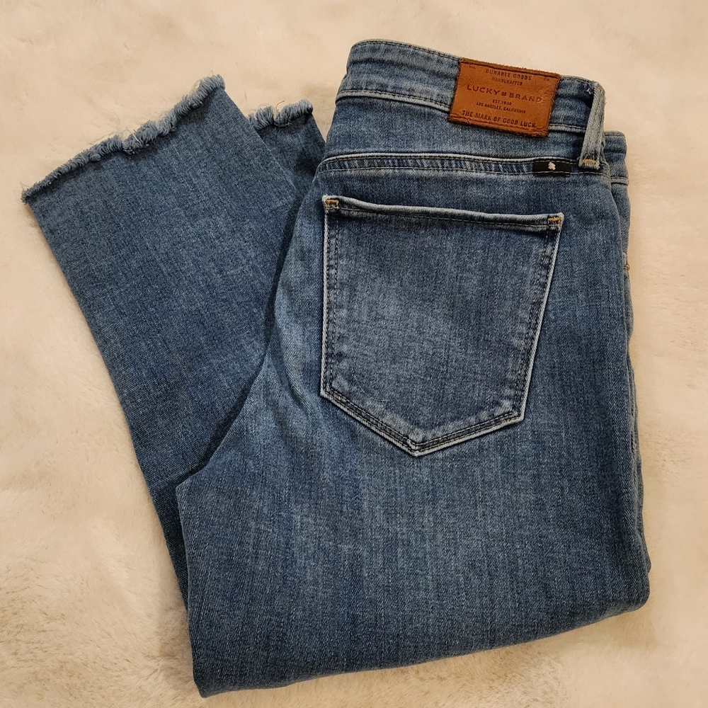 Lucky Brand Raw Hem Ankle Jeans Candiani Denim Size 6/28